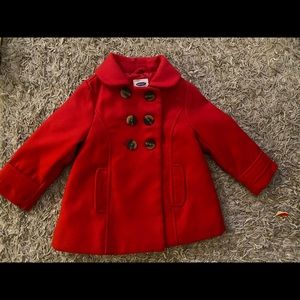 Adorable red peacoat for toddler girl 2T